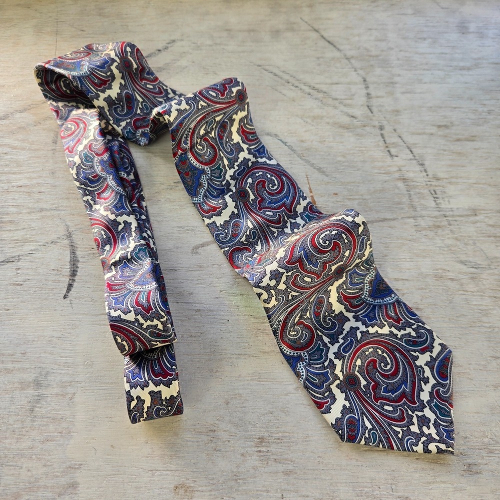 Vintage Preferred Stock Silk 56" Tie Paisley 1980s Made‎ in D.R. Necktie VTG 80s